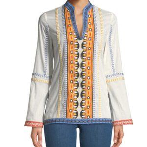 NWT Tory Burch Stephanie Embroidered Long Sleeve Tunic, Sz 0